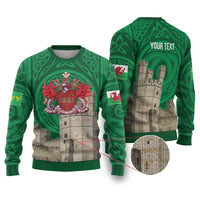 Personalized Caernarfonshire Wales Ugly Christmas Sweater Caernarfon Castle and Emblem Celtic Style - Wonder Print Shop