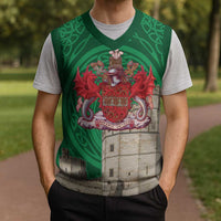 Personalized Caernarfonshire Wales Christmas Knitted V-Neck Vest Caernarfon Castle and Emblem Celtic Style - Wonder Print Shop