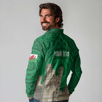 Personalized Caernarfonshire Wales Long Sleeve Polo Shirt Caernarfon Castle and Emblem Celtic Style - Wonder Print Shop