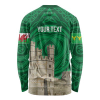 Personalized Caernarfonshire Wales Long Sleeve Shirt Caernarfon Castle and Emblem Celtic Style - Wonder Print Shop