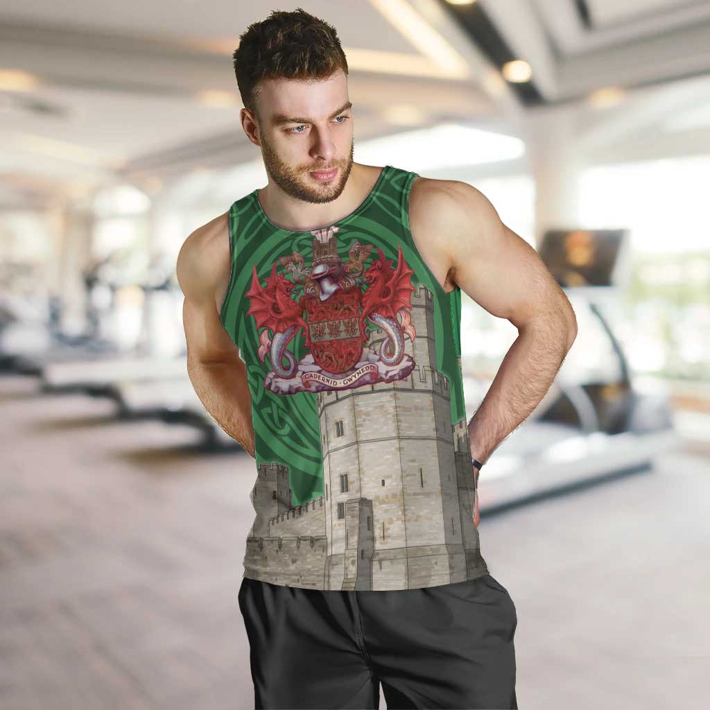 Personalized Caernarfonshire Wales Men Tank Top Caernarfon Castle and Emblem Celtic Style - Wonder Print Shop