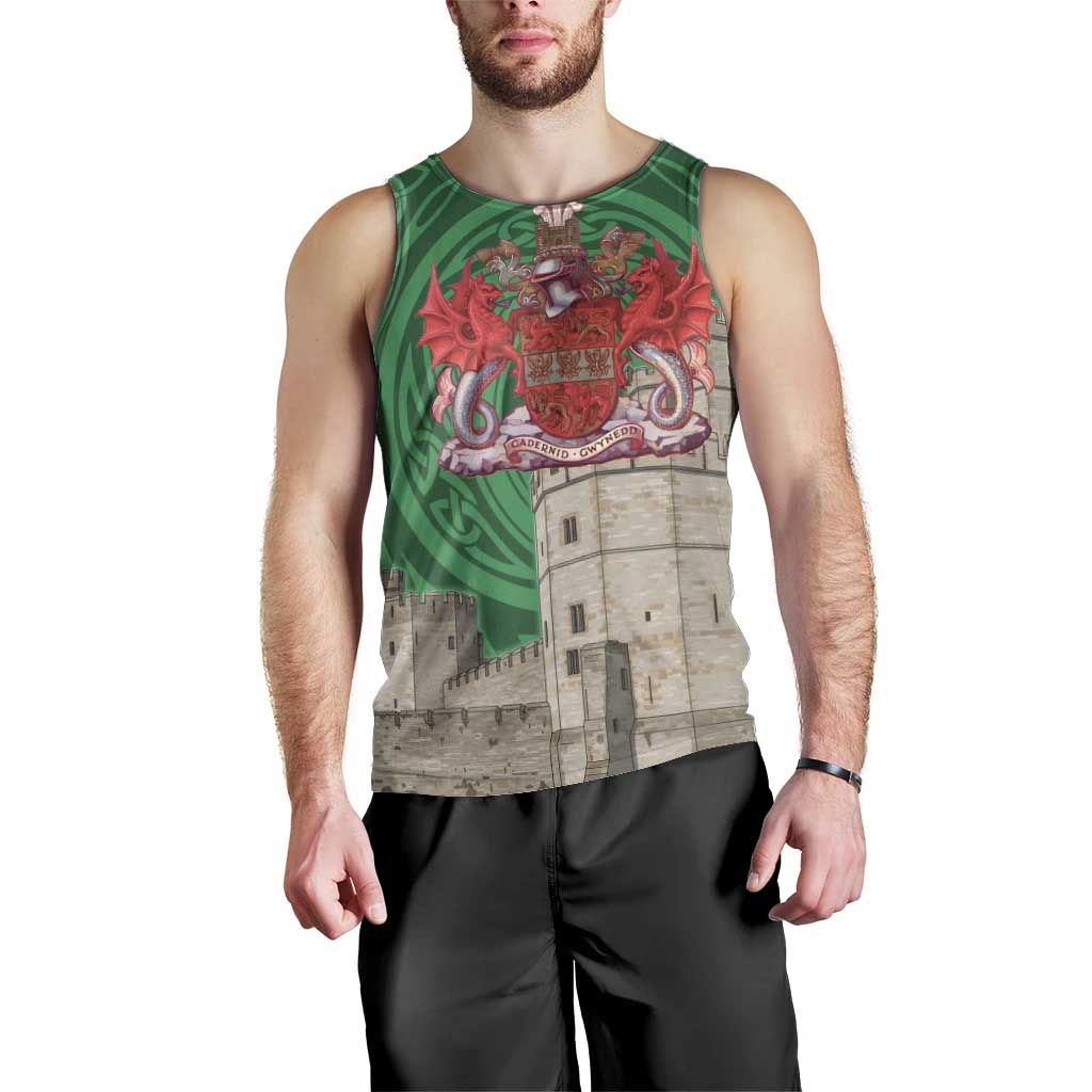 Personalized Caernarfonshire Wales Men Tank Top Caernarfon Castle and Emblem Celtic Style - Wonder Print Shop