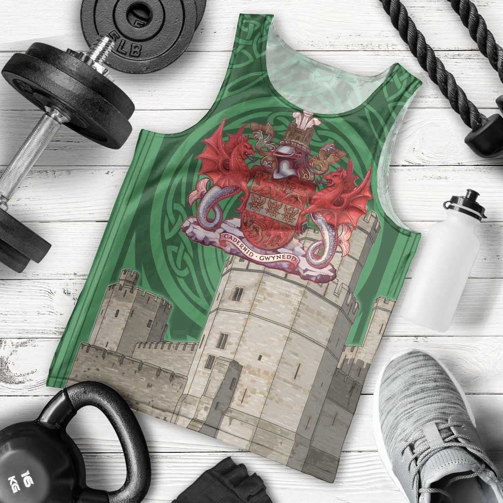 Personalized Caernarfonshire Wales Men Tank Top Caernarfon Castle and Emblem Celtic Style - Wonder Print Shop