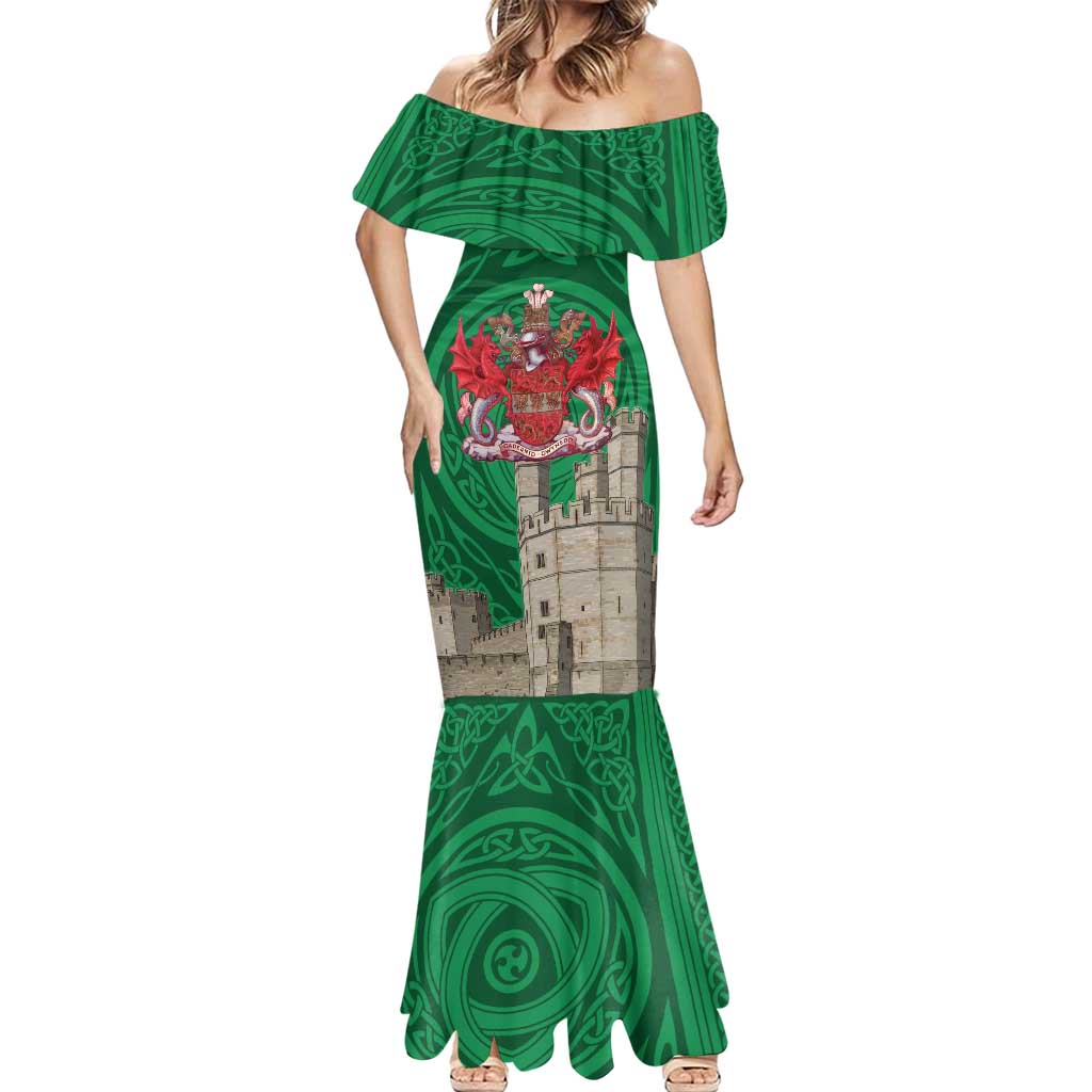 Personalized Caernarfonshire Wales Mermaid Dress Caernarfon Castle and Emblem Celtic Style - Wonder Print Shop