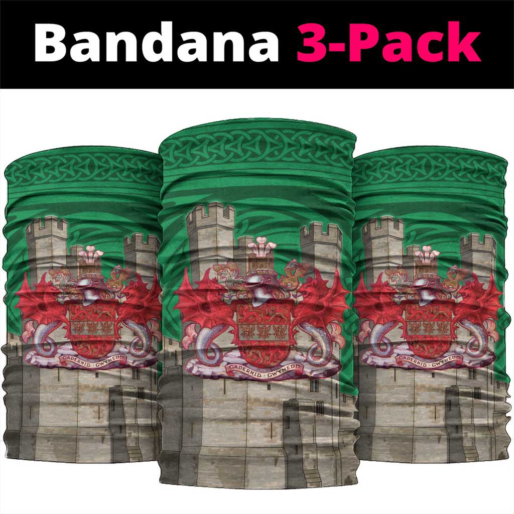 Personalized Caernarfonshire Wales Neck Gaiter Caernarfon Castle and Emblem Celtic Style - Wonder Print Shop