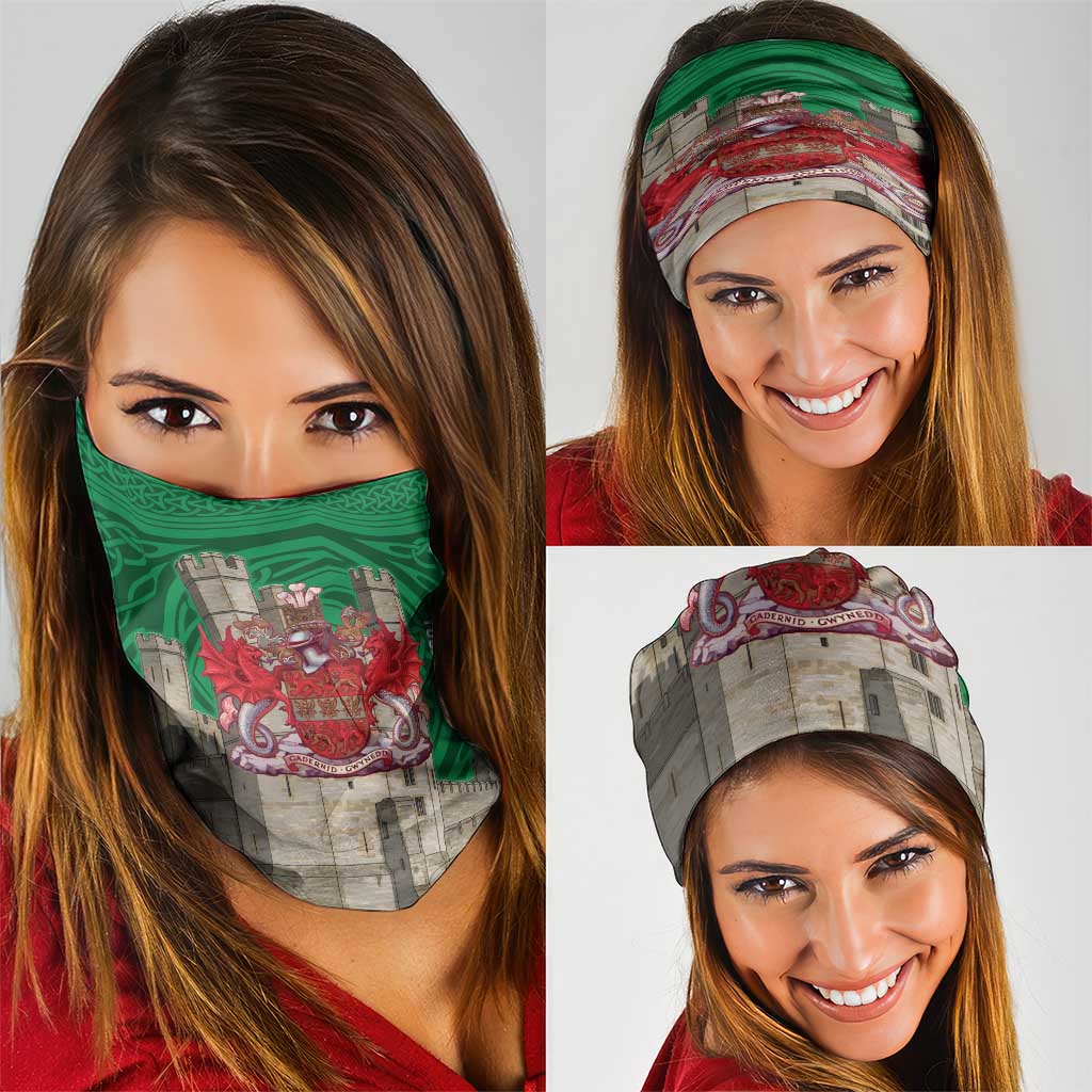 Personalized Caernarfonshire Wales Neck Gaiter Caernarfon Castle and Emblem Celtic Style - Wonder Print Shop