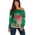 Personalized Caernarfonshire Wales Off Shoulder Sweater Caernarfon Castle and Emblem Celtic Style - Wonder Print Shop