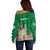 Personalized Caernarfonshire Wales Off Shoulder Sweater Caernarfon Castle and Emblem Celtic Style - Wonder Print Shop