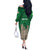 Personalized Caernarfonshire Wales Off The Shoulder Long Sleeve Dress Caernarfon Castle and Emblem Celtic Style - Wonder Print Shop