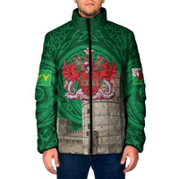 Personalized Caernarfonshire Wales Padded Jacket Caernarfon Castle and Emblem Celtic Style - Wonder Print Shop