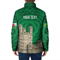 Personalized Caernarfonshire Wales Padded Jacket Caernarfon Castle and Emblem Celtic Style - Wonder Print Shop