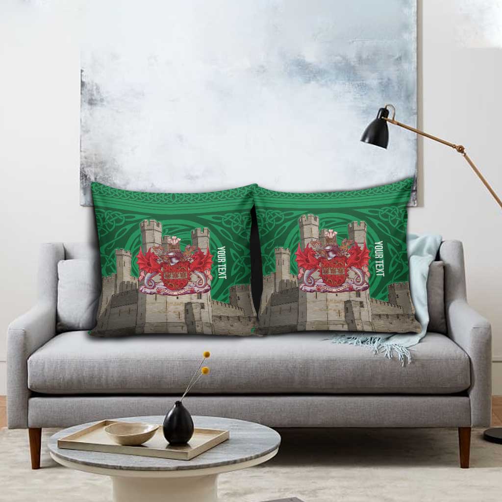 Personalized Caernarfonshire Wales Pillow Cover Caernarfon Castle and Emblem Celtic Style - Wonder Print Shop