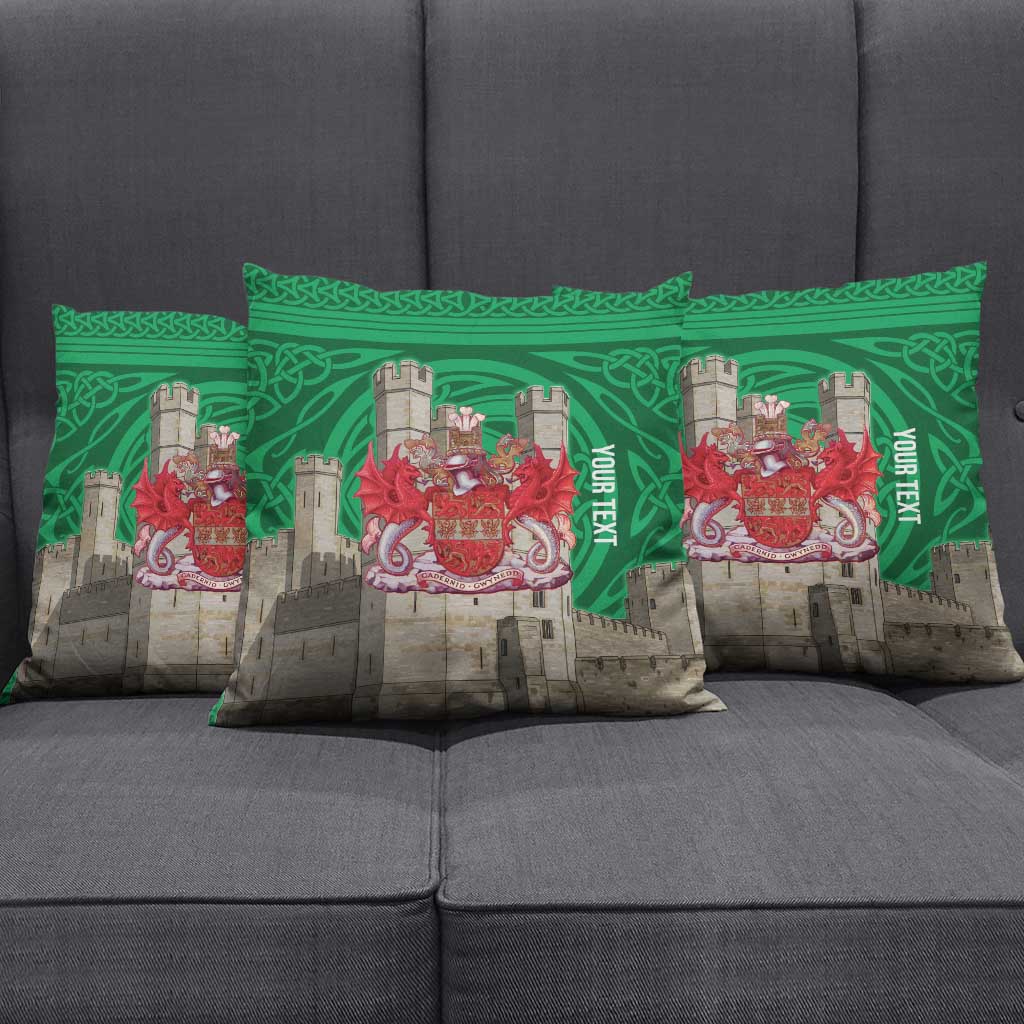Personalized Caernarfonshire Wales Pillow Cover Caernarfon Castle and Emblem Celtic Style - Wonder Print Shop