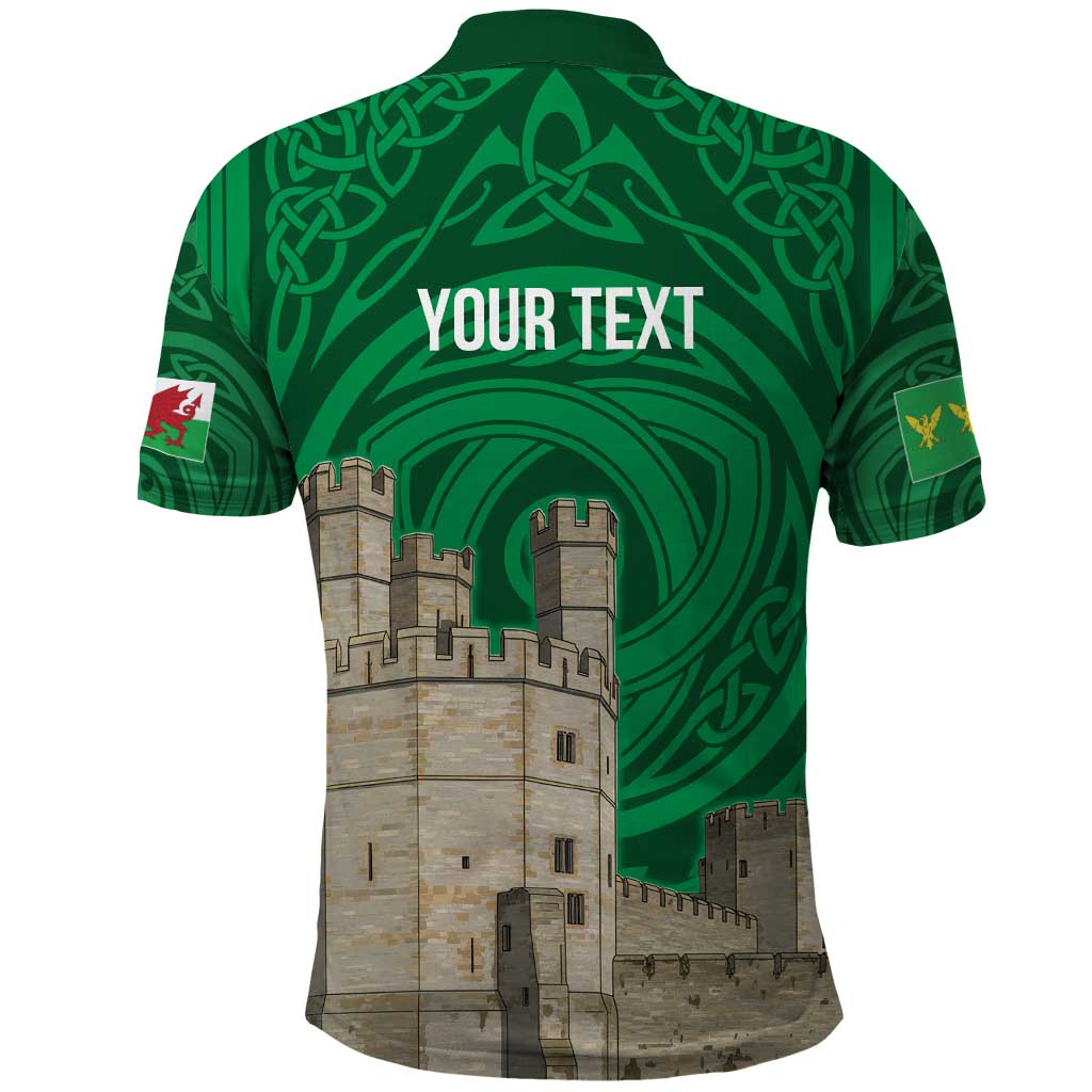 Personalized Caernarfonshire Wales Polo Shirt Caernarfon Castle and Emblem Celtic Style - Wonder Print Shop
