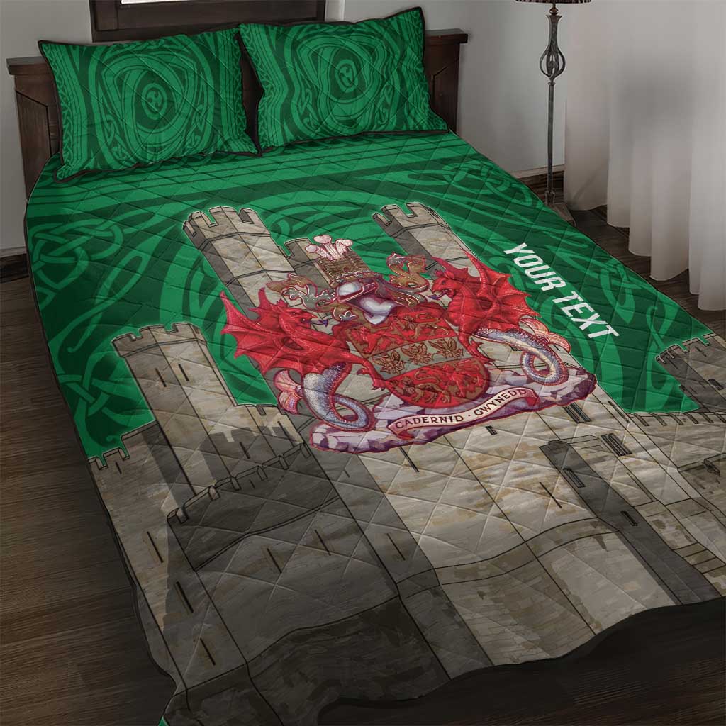 Personalized Caernarfonshire Wales Quilt Bed Set Caernarfon Castle and Emblem Celtic Style - Wonder Print Shop