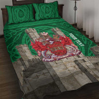 Personalized Caernarfonshire Wales Quilt Bed Set Caernarfon Castle and Emblem Celtic Style - Wonder Print Shop