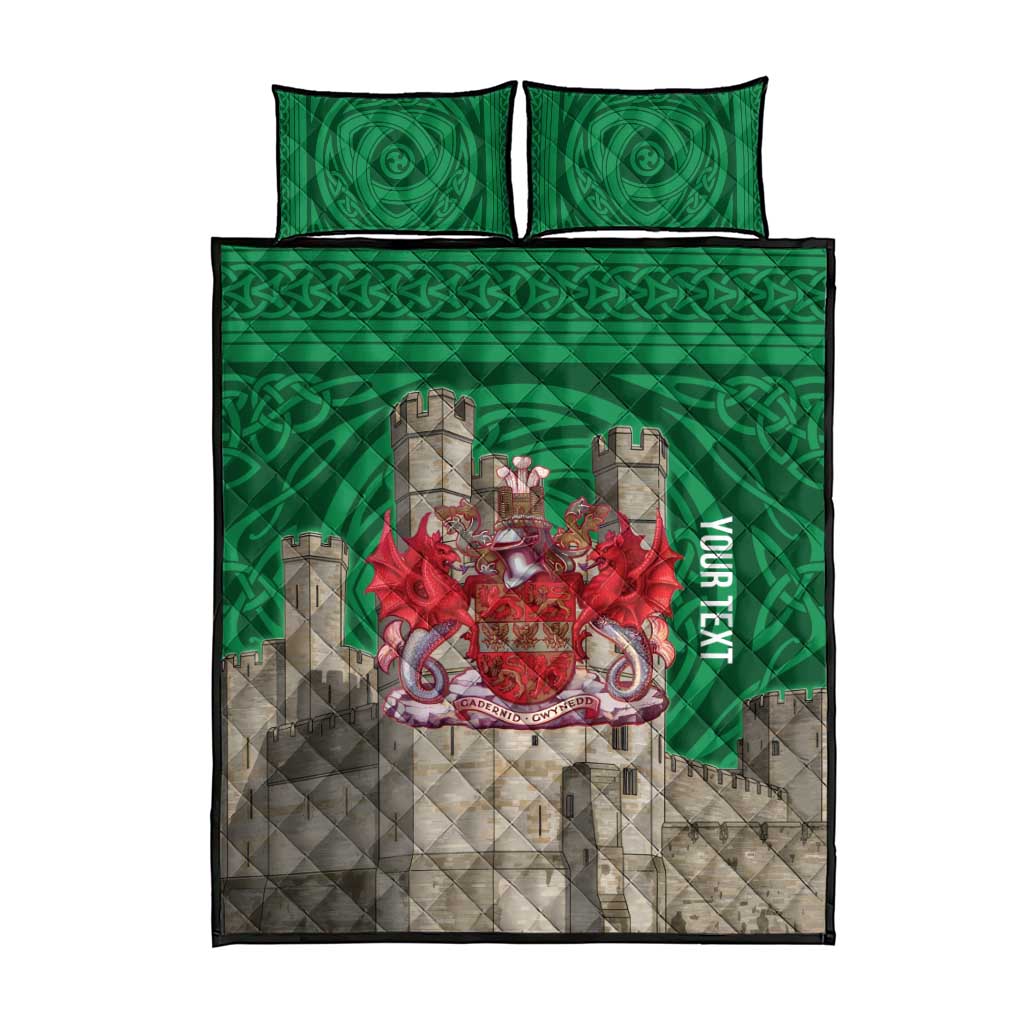 Personalized Caernarfonshire Wales Quilt Bed Set Caernarfon Castle and Emblem Celtic Style - Wonder Print Shop