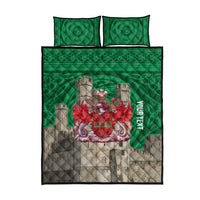 Personalized Caernarfonshire Wales Quilt Bed Set Caernarfon Castle and Emblem Celtic Style - Wonder Print Shop