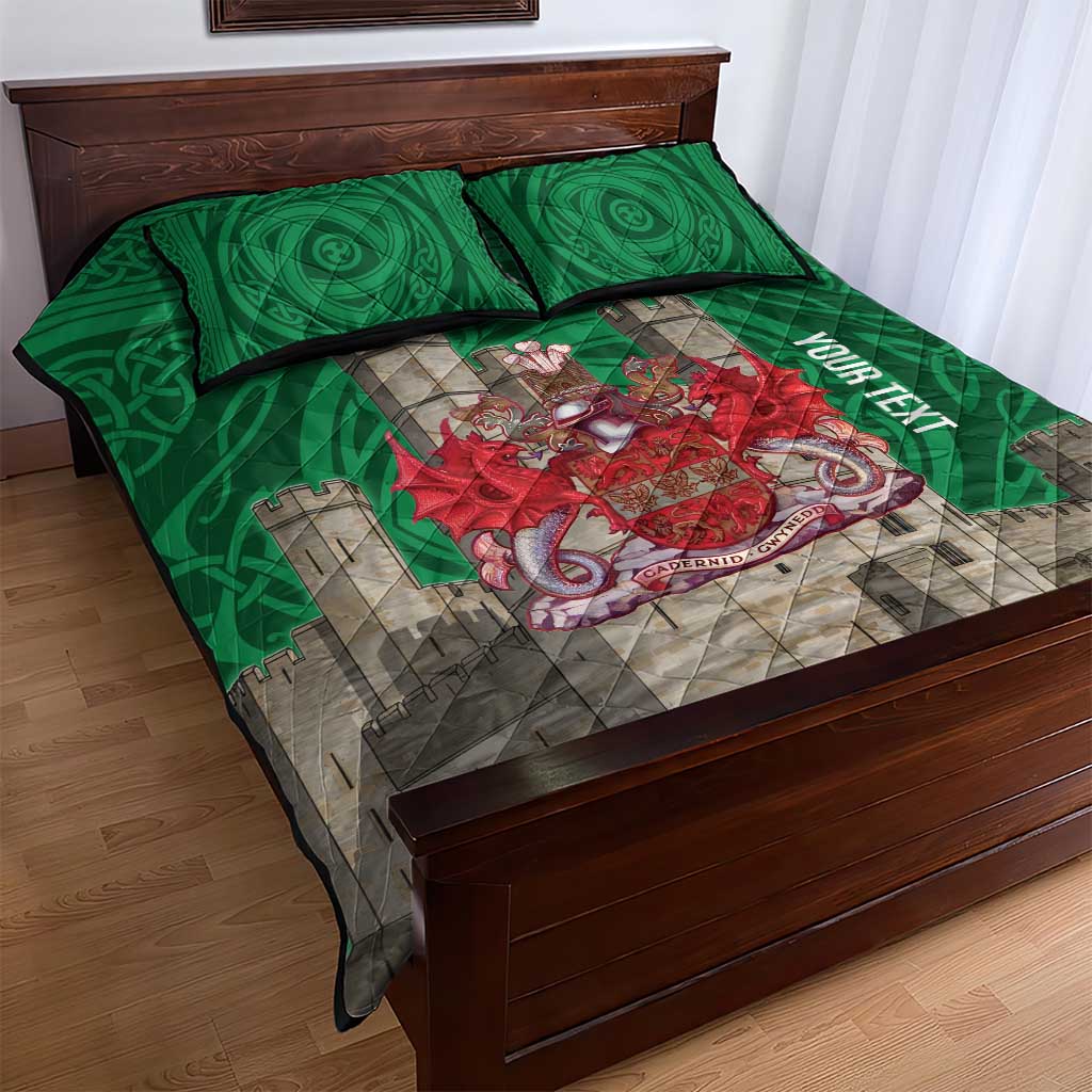 Personalized Caernarfonshire Wales Quilt Bed Set Caernarfon Castle and Emblem Celtic Style - Wonder Print Shop