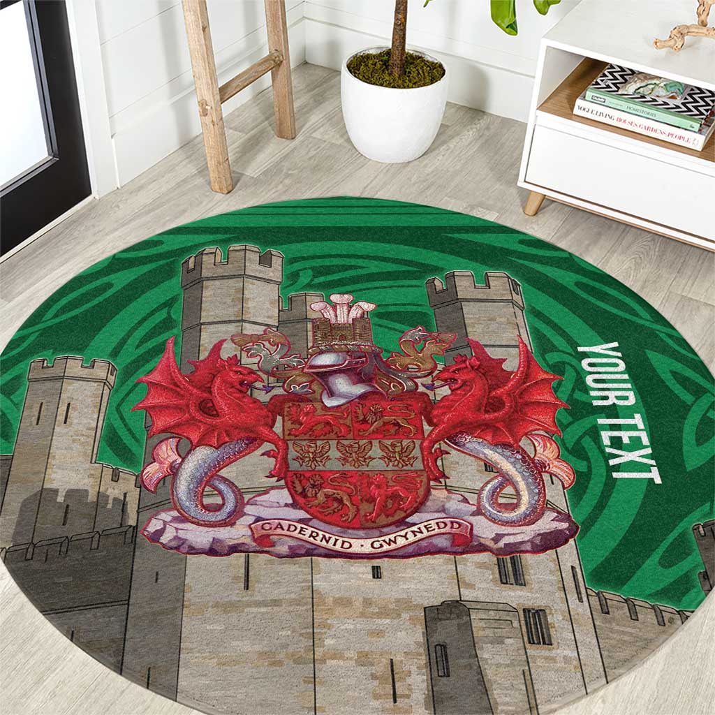 Personalized Caernarfonshire Wales Round Carpet Caernarfon Castle and Emblem Celtic Style - Wonder Print Shop