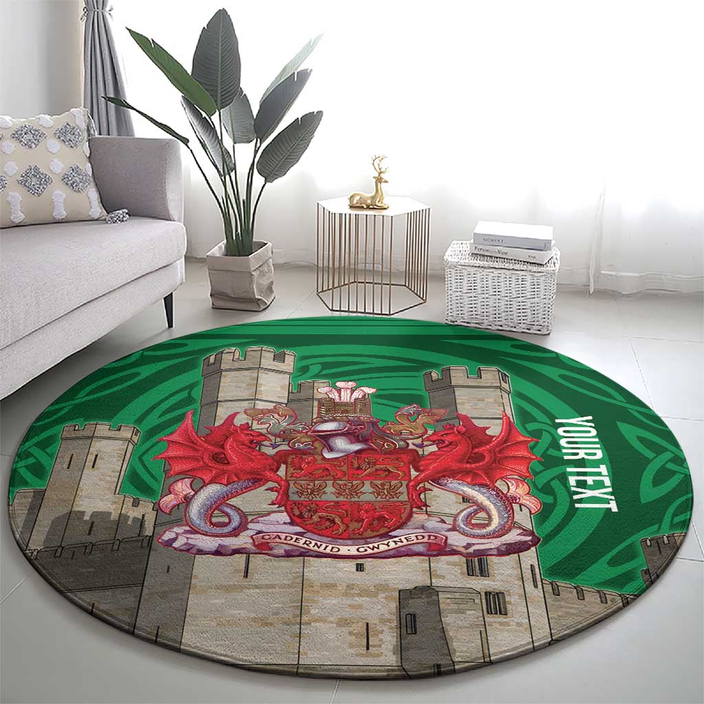 Personalized Caernarfonshire Wales Round Carpet Caernarfon Castle and Emblem Celtic Style - Wonder Print Shop