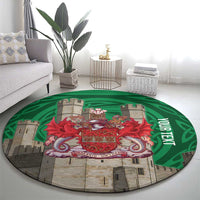 Personalized Caernarfonshire Wales Round Carpet Caernarfon Castle and Emblem Celtic Style - Wonder Print Shop