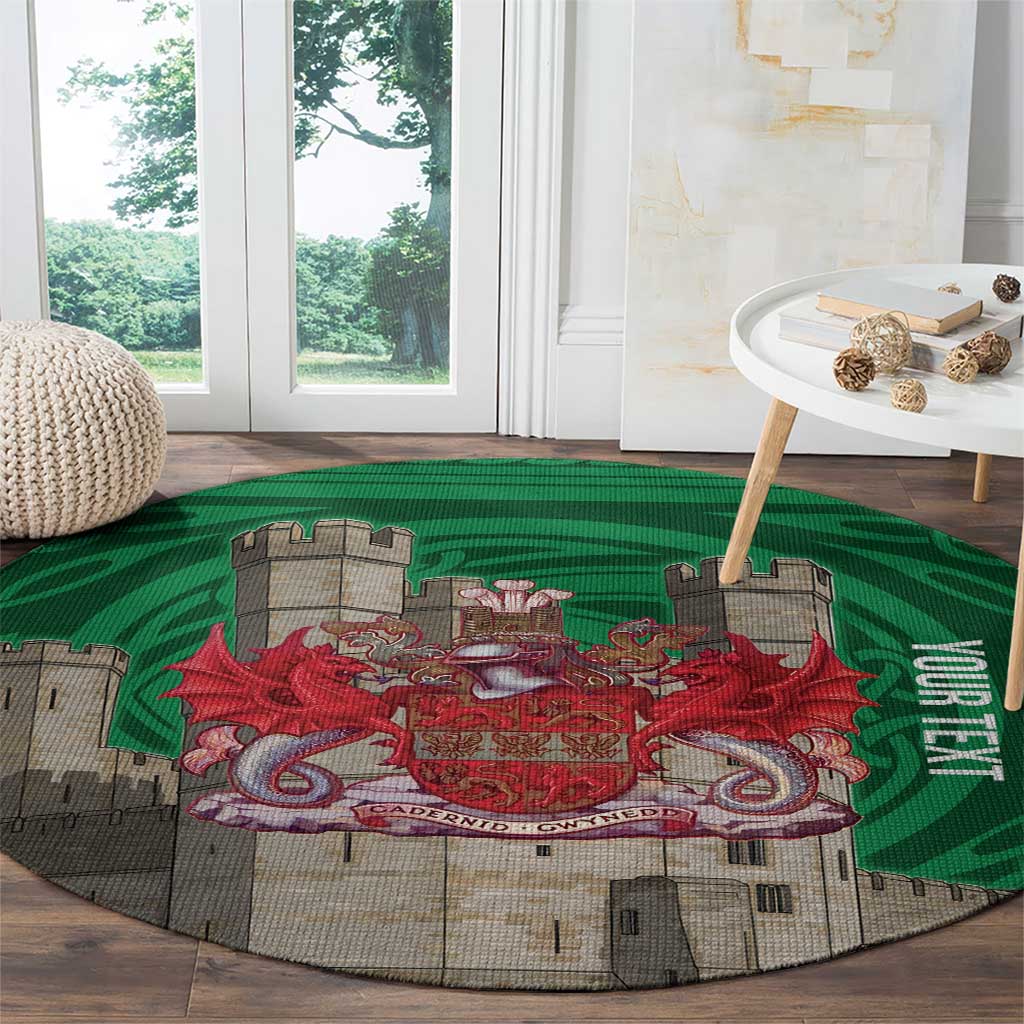 Personalized Caernarfonshire Wales Round Carpet Caernarfon Castle and Emblem Celtic Style - Wonder Print Shop