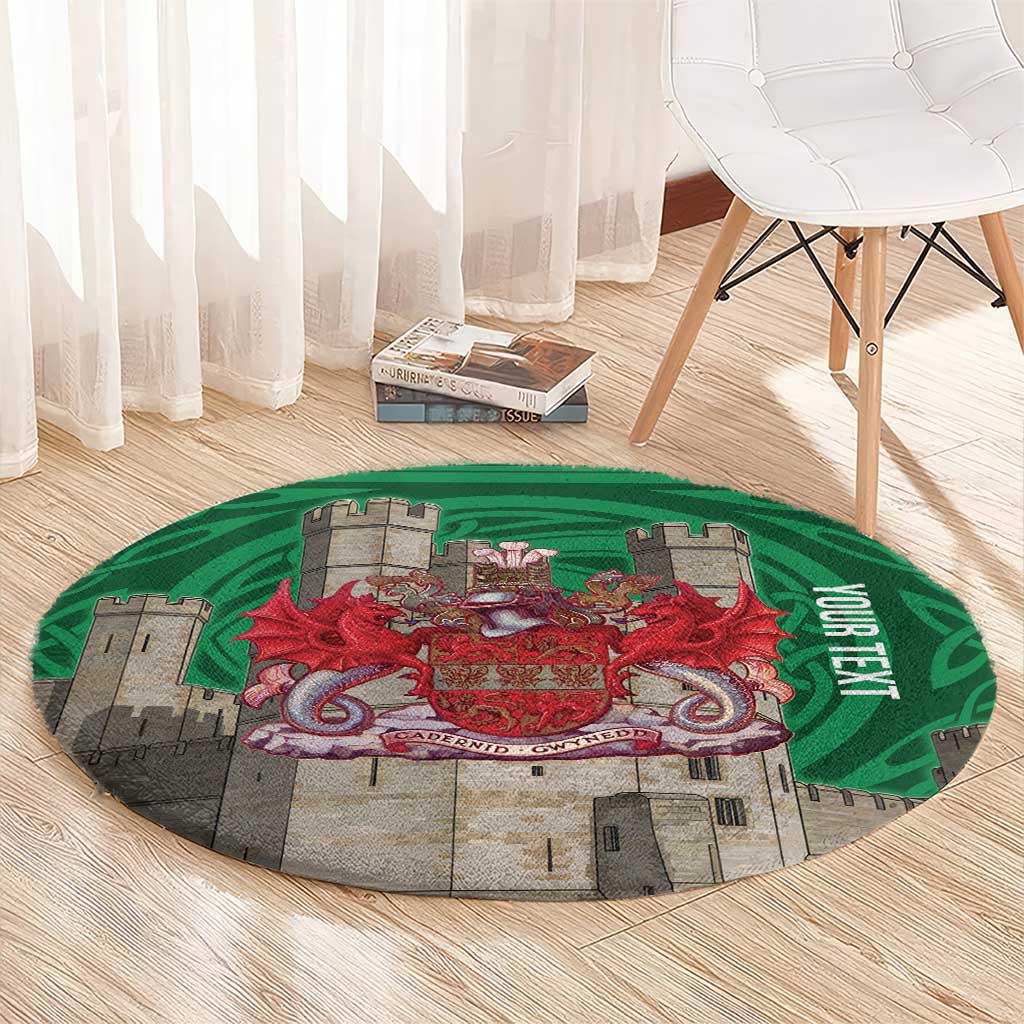 Personalized Caernarfonshire Wales Round Carpet Caernarfon Castle and Emblem Celtic Style - Wonder Print Shop