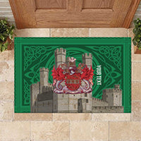 Personalized Caernarfonshire Wales Rubber Doormat Caernarfon Castle and Emblem Celtic Style - Wonder Print Shop