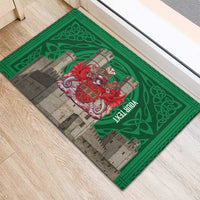 Personalized Caernarfonshire Wales Rubber Doormat Caernarfon Castle and Emblem Celtic Style - Wonder Print Shop