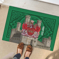 Personalized Caernarfonshire Wales Rubber Doormat Caernarfon Castle and Emblem Celtic Style - Wonder Print Shop