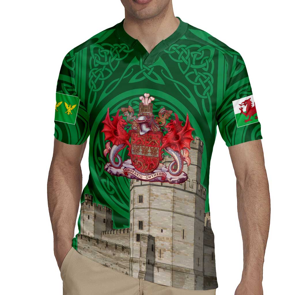 Personalized Caernarfonshire Wales Rugby Jersey Caernarfon Castle and Emblem Celtic Style - Wonder Print Shop