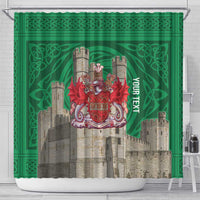 Personalized Caernarfonshire Wales Shower Curtain Caernarfon Castle and Emblem Celtic Style - Wonder Print Shop
