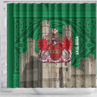 Personalized Caernarfonshire Wales Shower Curtain Caernarfon Castle and Emblem Celtic Style - Wonder Print Shop