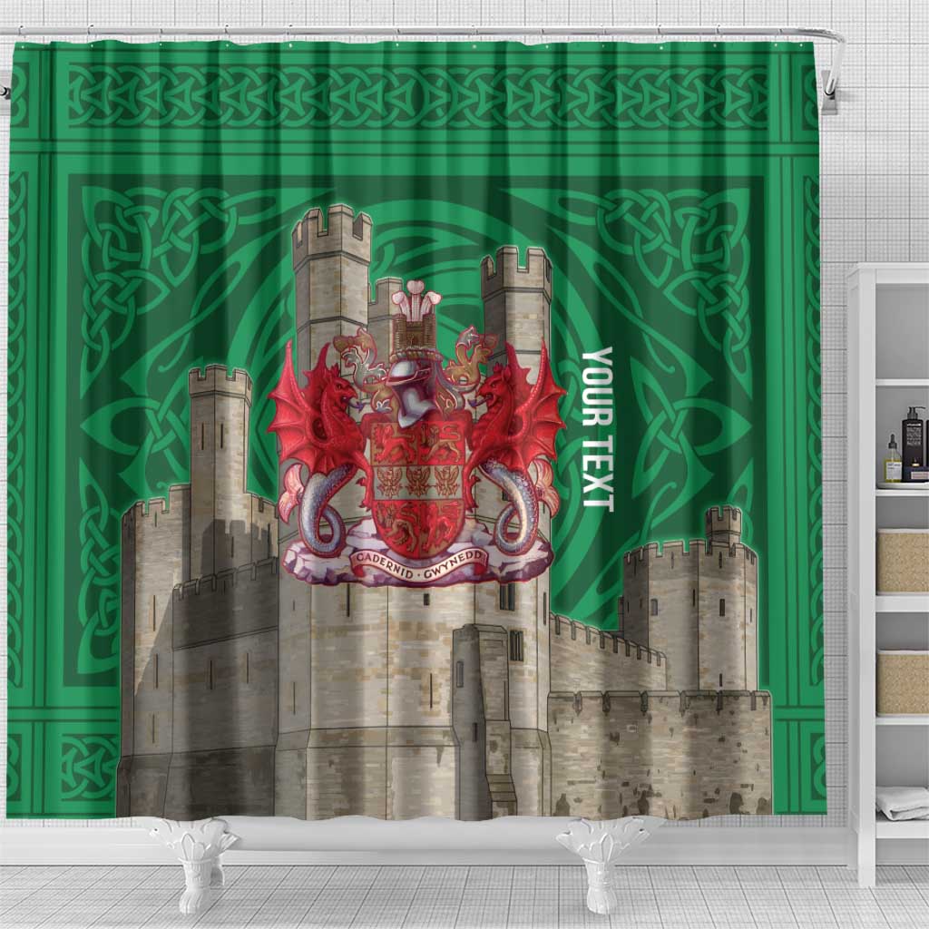Personalized Caernarfonshire Wales Shower Curtain Caernarfon Castle and Emblem Celtic Style - Wonder Print Shop