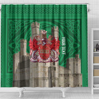 Personalized Caernarfonshire Wales Shower Curtain Caernarfon Castle and Emblem Celtic Style - Wonder Print Shop