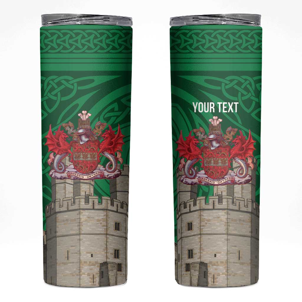 Personalized Caernarfonshire Wales Skinny Tumbler Caernarfon Castle and Emblem Celtic Style - Wonder Print Shop