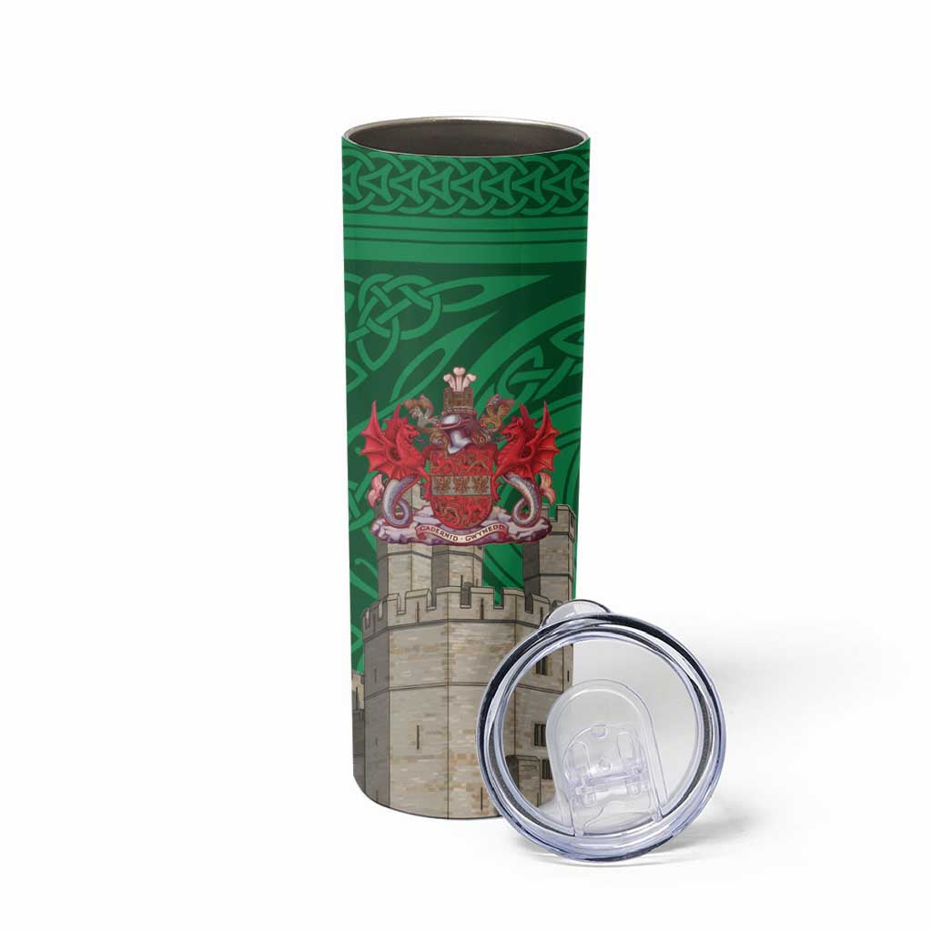 Personalized Caernarfonshire Wales Skinny Tumbler Caernarfon Castle and Emblem Celtic Style - Wonder Print Shop