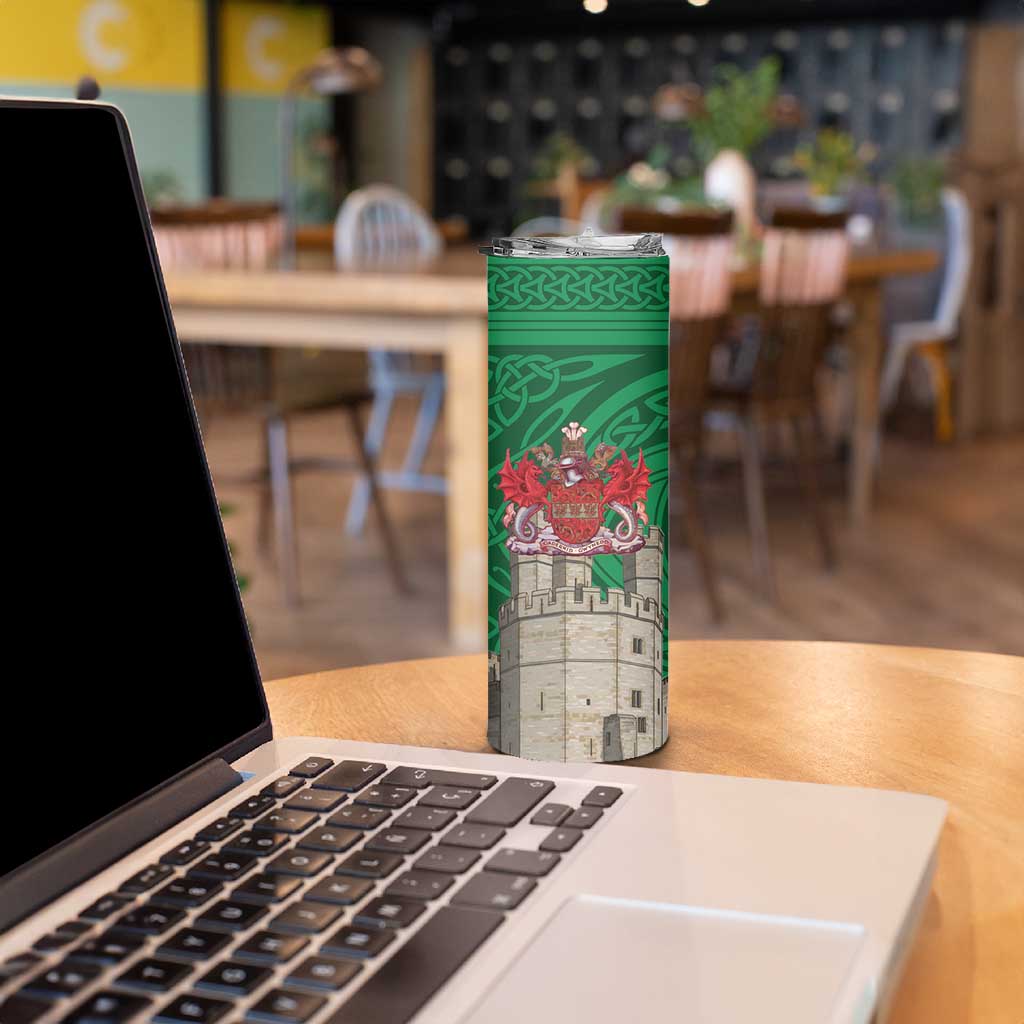 Personalized Caernarfonshire Wales Skinny Tumbler Caernarfon Castle and Emblem Celtic Style - Wonder Print Shop