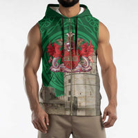Personalized Caernarfonshire Wales Sleeveless Zip Hoodie Caernarfon Castle and Emblem Celtic Style - Wonder Print Shop