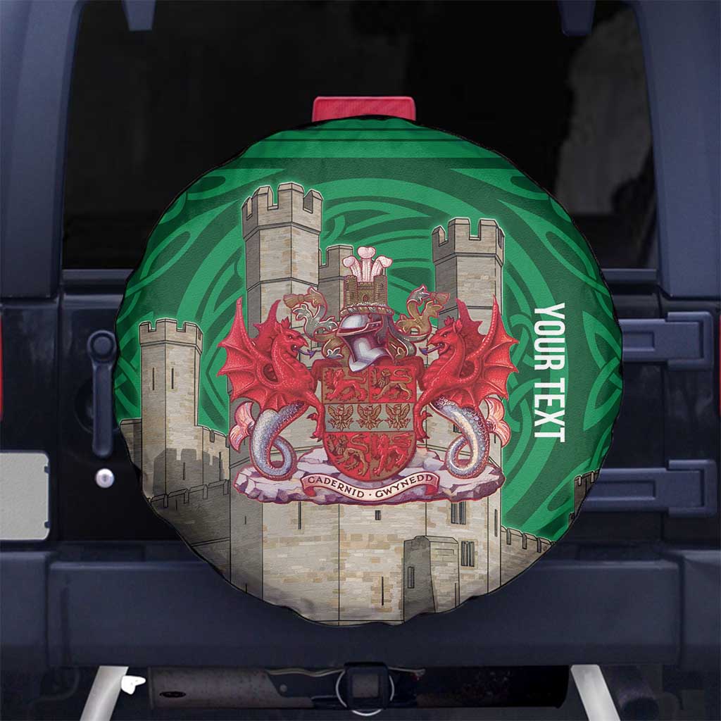 Personalized Caernarfonshire Wales Spare Tire Cover Caernarfon Castle and Emblem Celtic Style - Wonder Print Shop