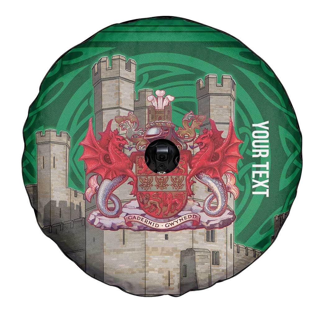 Personalized Caernarfonshire Wales Spare Tire Cover Caernarfon Castle and Emblem Celtic Style - Wonder Print Shop