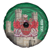 Personalized Caernarfonshire Wales Spare Tire Cover Caernarfon Castle and Emblem Celtic Style - Wonder Print Shop