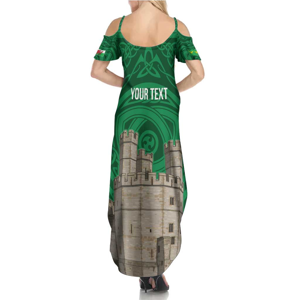 Personalized Caernarfonshire Wales Summer Maxi Dress Caernarfon Castle and Emblem Celtic Style - Wonder Print Shop