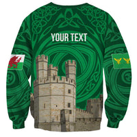 Personalized Caernarfonshire Wales Sweatshirt Caernarfon Castle and Emblem Celtic Style - Wonder Print Shop
