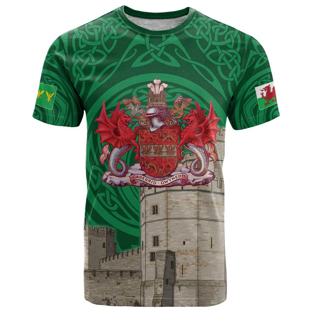 Personalized Caernarfonshire Wales T Shirt Caernarfon Castle and Emblem Celtic Style - Wonder Print Shop
