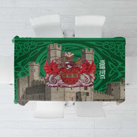 Personalized Caernarfonshire Wales Tablecloth Caernarfon Castle and Emblem Celtic Style - Wonder Print Shop