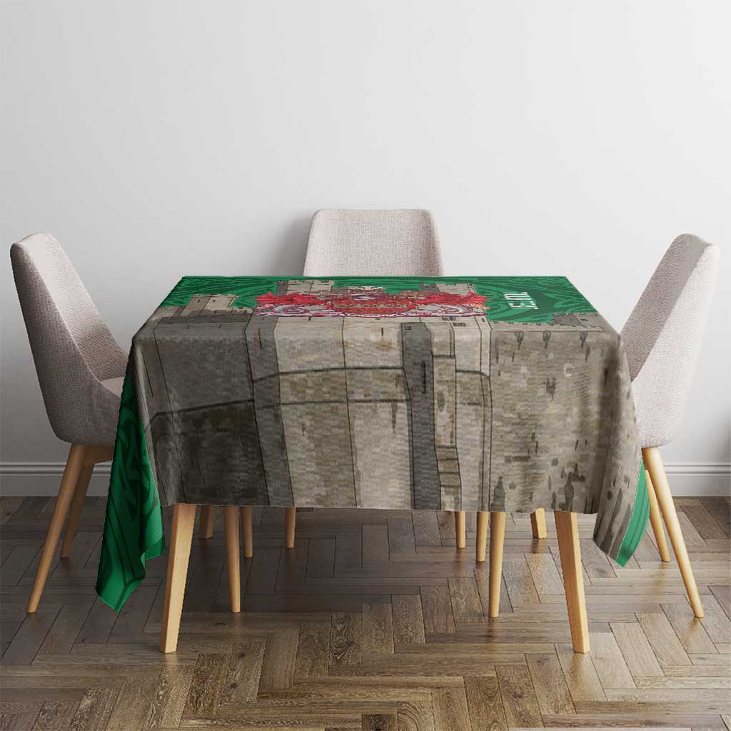 Personalized Caernarfonshire Wales Tablecloth Caernarfon Castle and Emblem Celtic Style - Wonder Print Shop