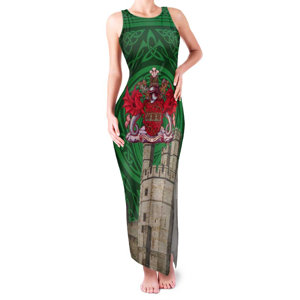 Personalized Caernarfonshire Wales Tank Maxi Dress Caernarfon Castle and Emblem Celtic Style - Wonder Print Shop