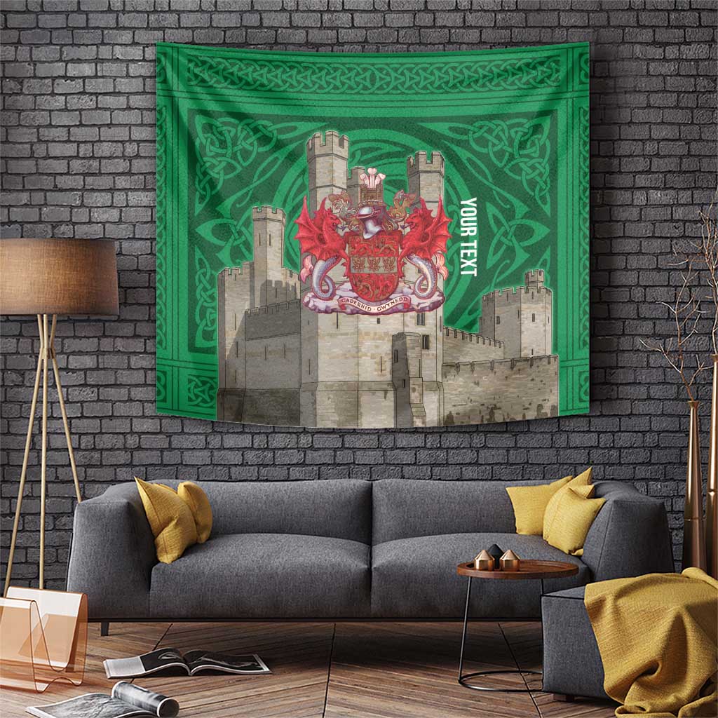 Personalized Caernarfonshire Wales Tapestry Caernarfon Castle and Emblem Celtic Style - Wonder Print Shop